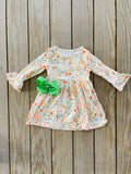 Bowtism Pastel Pumpkin Elle Dress with Matching Bow