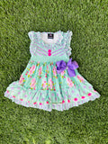 Bowtism Floral Fantasy Ruffle Dress with Matching Bow