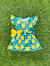 Bowtism Lemon & Gingham Dress with Matching Bow