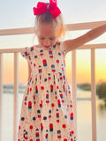 Bowtism July 4th Ice Cream Party Dress with Matching Bow
