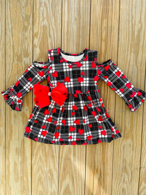 Bowtism Plaid Love Dress with Matching Bow