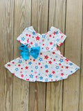 Bowtism July 4th Stars Dress with Matching Bow