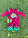 Bowtism Holiday Camper Romper with Matching Bow