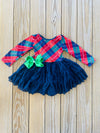 Bowtism Holly Plaid Tutu Dress with Matching Bow