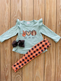 Bowtism PEACE LOVE FALL Pants Set with Matching Bow