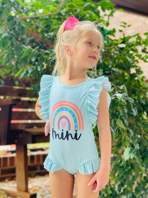Bowtism Mini Bathing Suit with Matching Bow