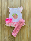 Bowtism Glitter Peach Capri Set with Matching Bow