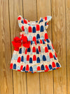 Bowtism Modern 4th Popsicle Dress with Matching Bow