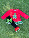 Bowtism Gingerbread Sweetheart Pants Set with Matching Bow