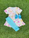 Bowtism Sunny Clouds Capri Set with Matching Bow