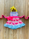 Bowtism Watermelon Party Dress with Matching Bow