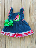 Bowtism Watermelon Status Ruffle Dress