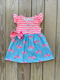 Bowtism Flamingo Dress with Matching Bow