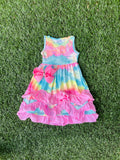 Bowtism Colorful Ruffle Dress with Matching Bow