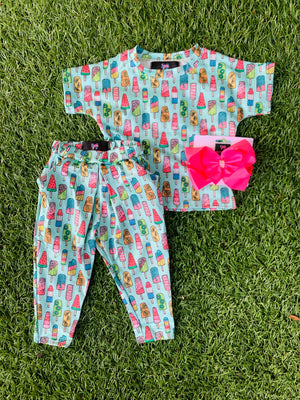 Bowtism Exclusive Popsicle Party Crop and Pocketed Pants with Matching Bow