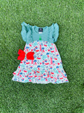 Bowtism Sea Life Ruffle Dress with Matching Bow