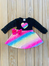 Bowtism Heart Rainbow Dress with Matching Bow