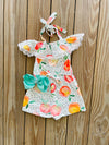 Bowtism Georgia Peach Romper with Matching Bow
