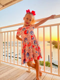 Bowtism July 4th Donut Dress with Matching Bow