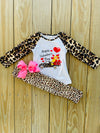 Bowtism Cheetah Valentine Heart Pant Set with Matching Bow