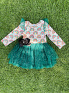 Bowtism Rainbow Christmas Tutu Dress with matching Bow