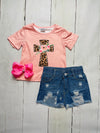 Bowtism Cheetah Floral Cross Sets Set with Matching Bow