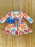Bowtism Boho Rainbow Dress with Matching Bow