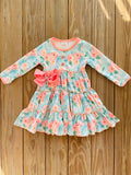 Bowtism Katy Peachy Dress with Matching Bow