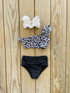 Bowtism Leopard Party Gal Bathing Suit with Matching Bow