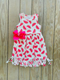 Bowtism Watermelon Frill Dress with Matching Bow