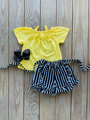 Bowtism Buttercup Shorts Set with Matching Bow