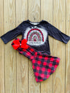 Bowtism Merry Christmas Flare Pants Set with Matching Bow