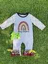 Bowtism Rainbow Christmas Romper with Matching Bow