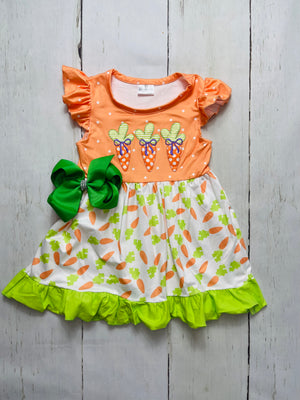 Bowtism Carrot Patch Dress with Matching Bow