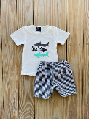 Bowtism Boys Shark Attack Shorts Set